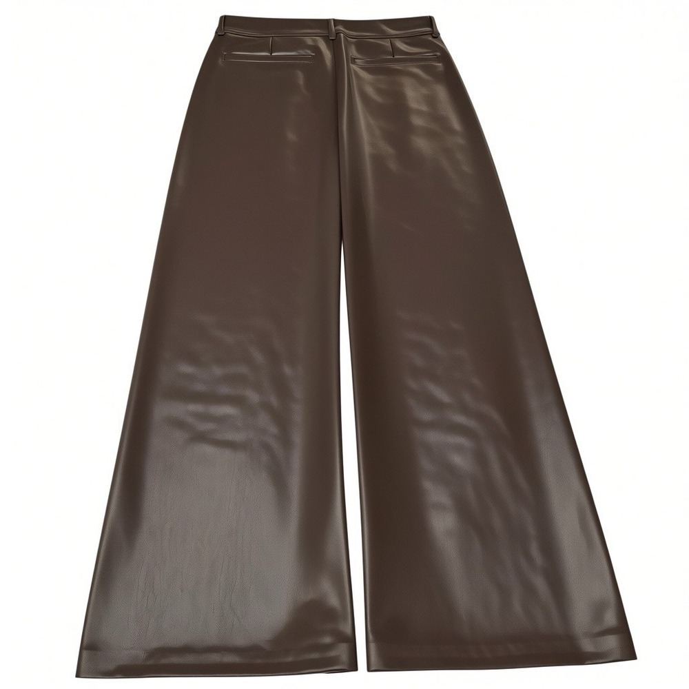 Rebecca Minkoff Pants Brown Espresso Vegan Leather Wide Leg 12 Chic Edgy Concert